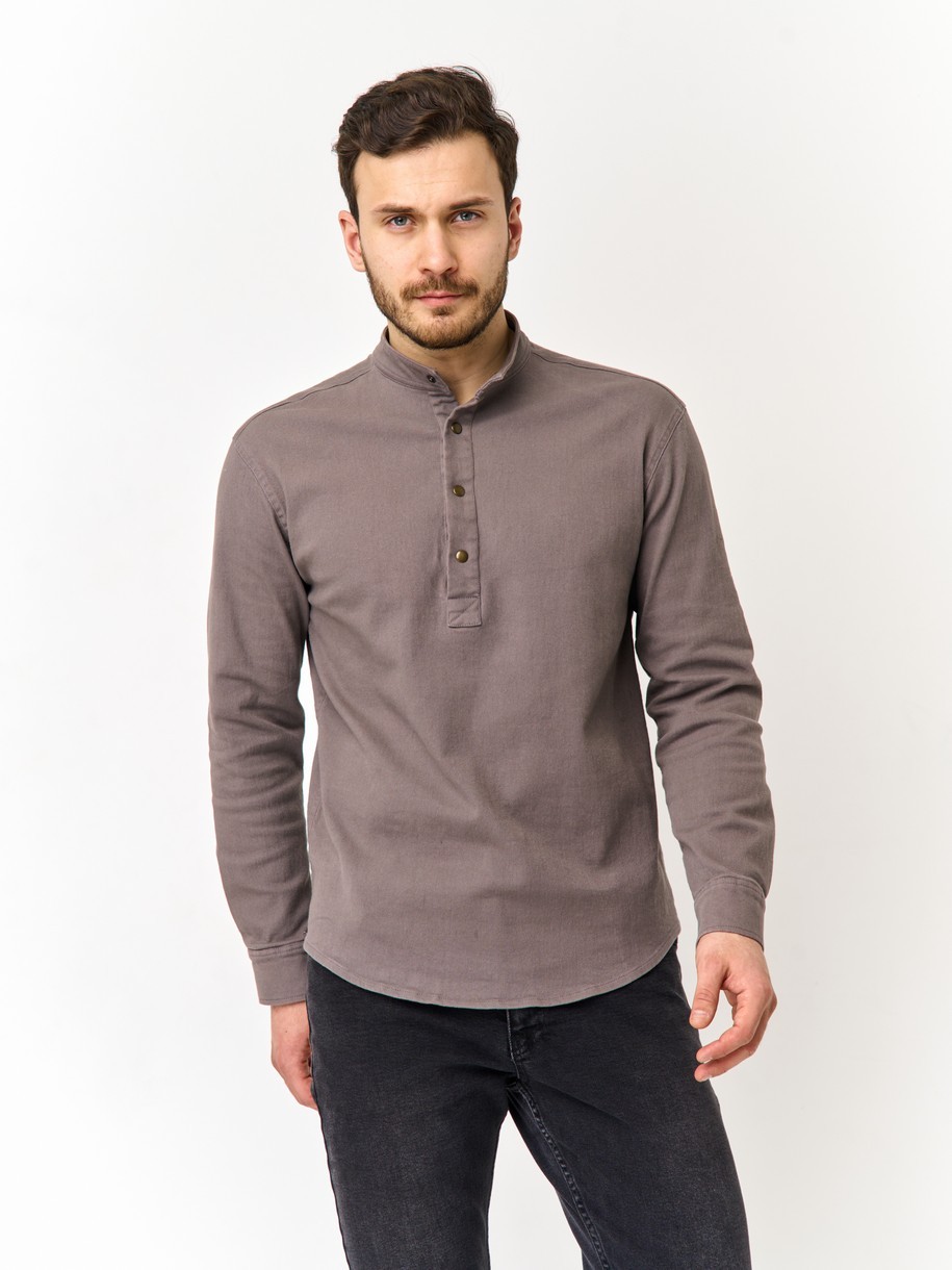 Рубашка хлопковая с воротником стойкой